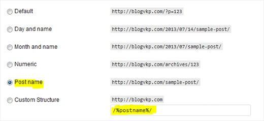 Wordpress SEO Permalink Structure