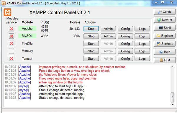 Xampp Control Panel V3.0.12