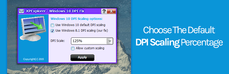 select the default scaling option
