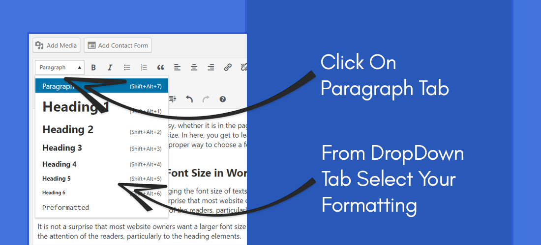change font formatting from wordpress post editor