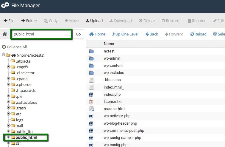 public html folder