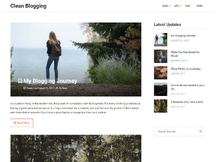 simple clean blogging template