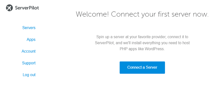 click on connect your server button on serverpilot control panel