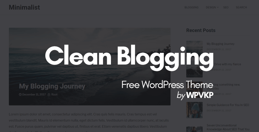 clean blogging wordpress theme